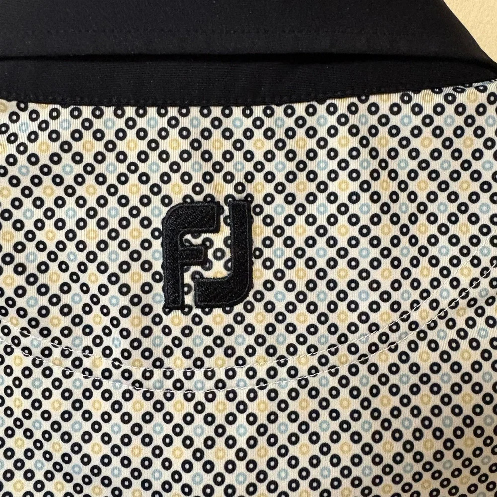 FootJoy Navy & White Patterned Polo Golf Shirt Short Sleeve Small - Picture 8 of 10